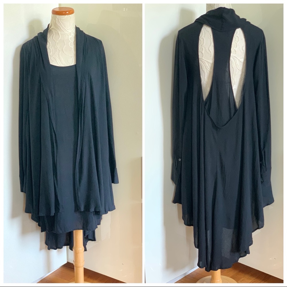 Nicholas K Lagenlook Open Back Long Sleeve Dress sz S